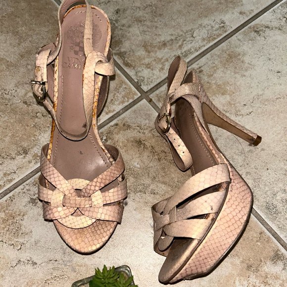 Vince Camuto Shoes - "Vince Camuto Nude Faux Snakeskin Platform Heels (Size 7)"